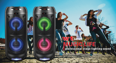 Wattson - Bluetooth Double 8" Speaker With Led Display Screen, Mic Input & Rgb Light on the Woofer