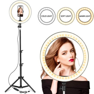 Tiktok | 10" Selfie Ring Lignt With Tripod & 3 Cell Phone Holders