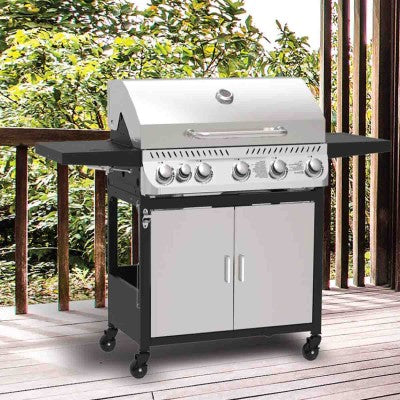 SOL DEL MARE - 5 Burner Propane Gas BBQ Grill with a Side Burner