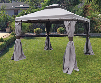 Gazebo with Mosquito Netting and Curtains | 10 x 10' Grey